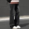 SWAMP AREA American High Street Vintage Men's Denim Jeans Spring Autumn Loose Straight Wide Leg Slight Flare Long Pants K113 Black 3XL
