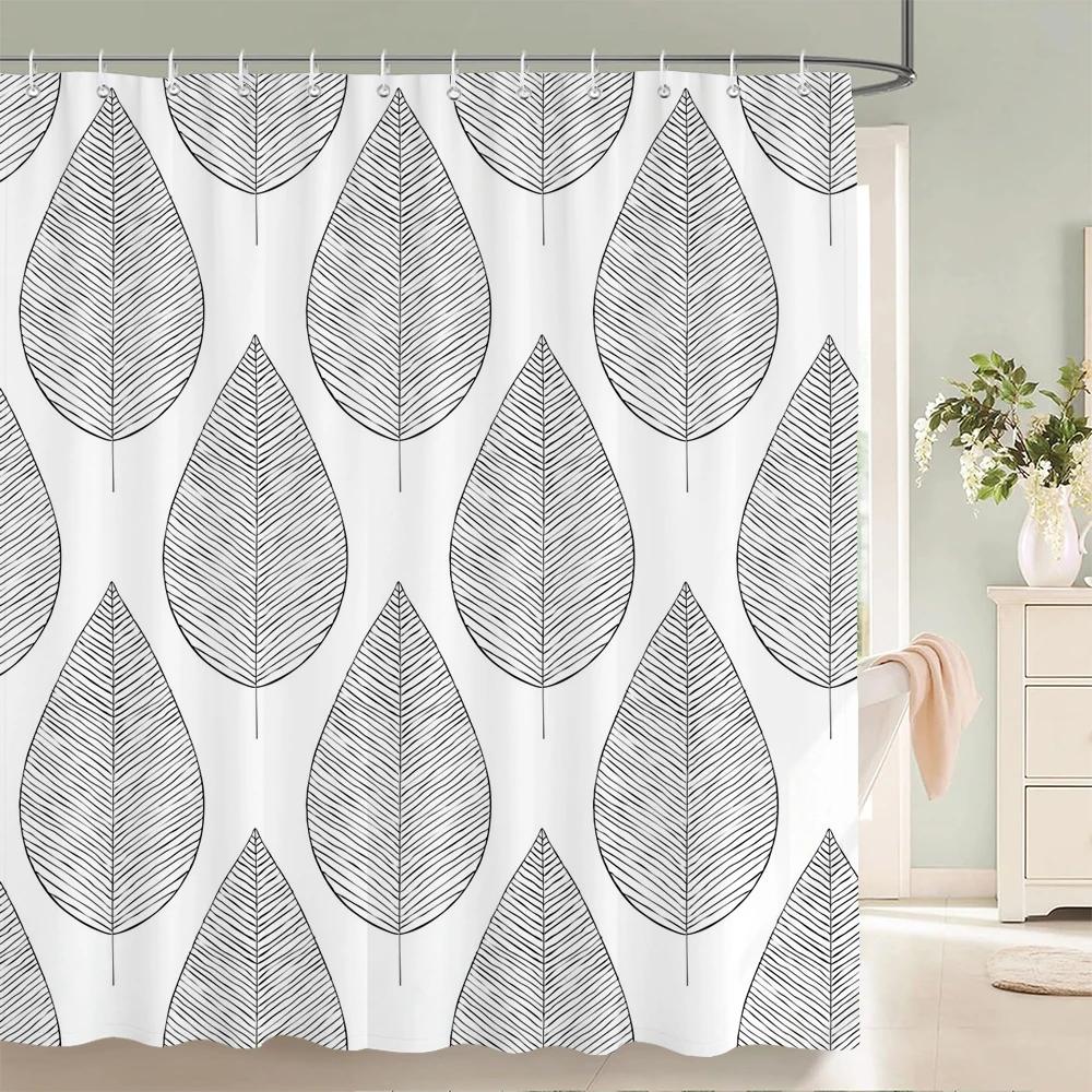 Tenda Doccia Nordica Motivo Floreale Piante Tende Bagno Paravento Doccia Impermeabile per Decorazione Bagno Casa Stampa Tenda Doccia