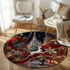 Cozy Round Fox Multicolor Carpet, Non-Slip Floor Mat for Dining Room