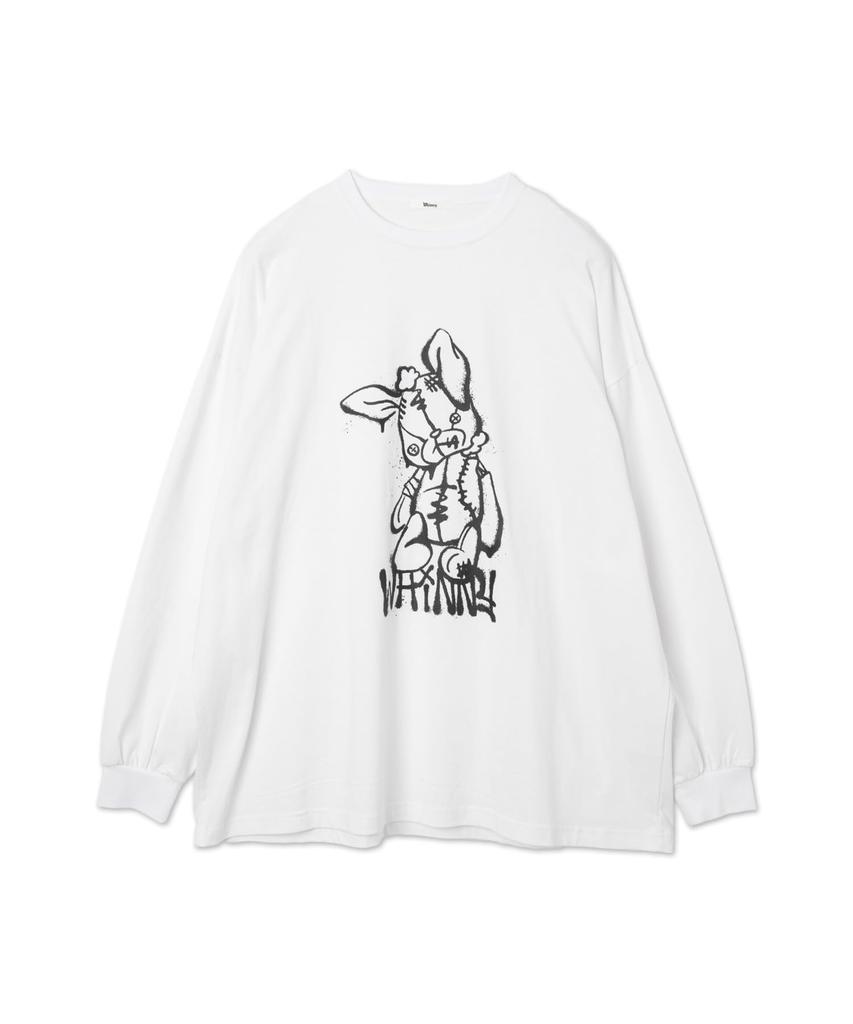 WEGO Whinny Rebellious Dark Rabbit Big Pullover Long Sleeve Size White Top, T-Shirt, Cute, Girly, Subculture, Women's, F,