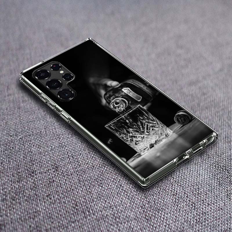 Strong Whiskey With Cigarettes Phone Case For Samsung Galaxy S24 S23 S21 S20 FE S22 S26 Ultra S25 Edge S10 Plus Cover Clear TPU