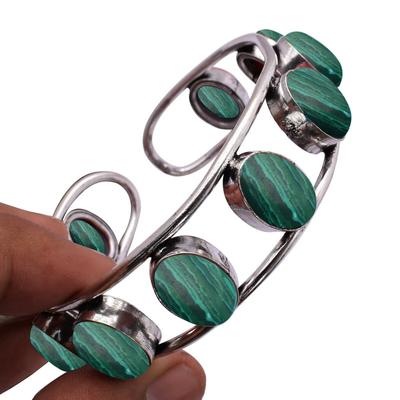Malachite  Gemstone 925 Sterling Silver Plated Cuff Bangles ZCB-B97