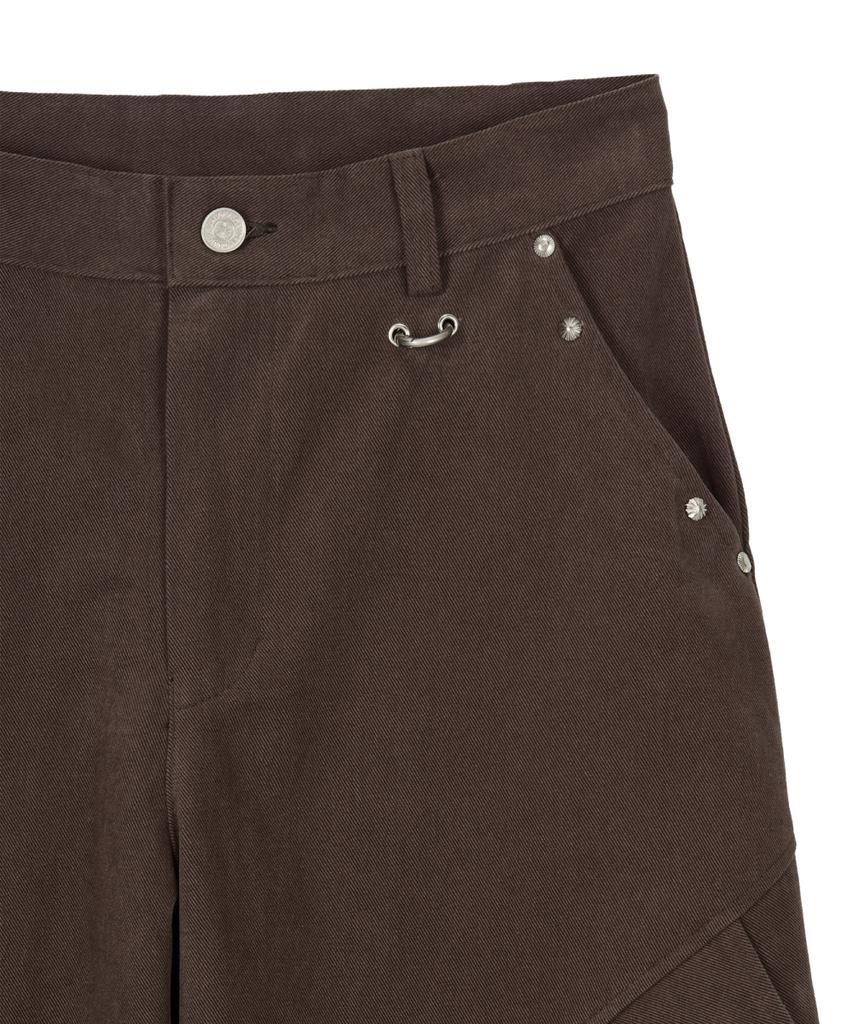 Dandel Dd Studded Pin-Tuck Cargo Pants (Brown)