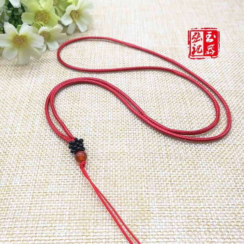 Genuine Leather Jade Pendant Necklace with Agate Beads - Durable and Unisex