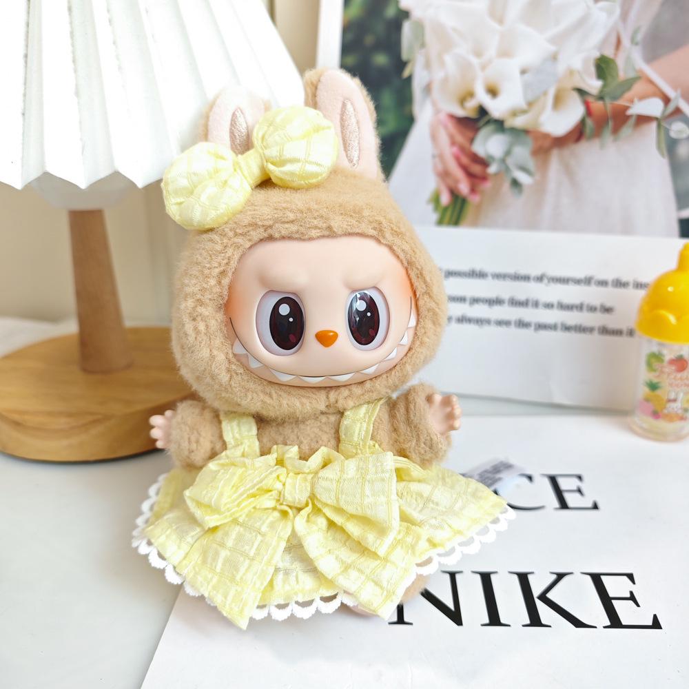 Labubu Doll Vinyl Face Pendant with Sundress & Straw Hat in Macaron Blind Box – First & Second Generation