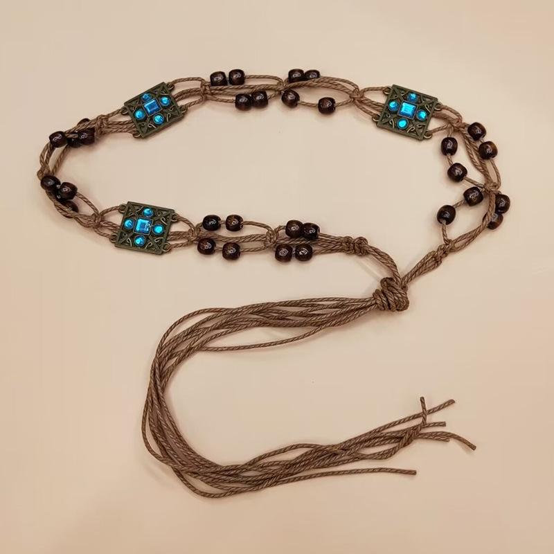 

Корейский стиль Декоративная женская повседневная поясная цепочка Плетеный вручную ремень Богемный женский пояс 170CM