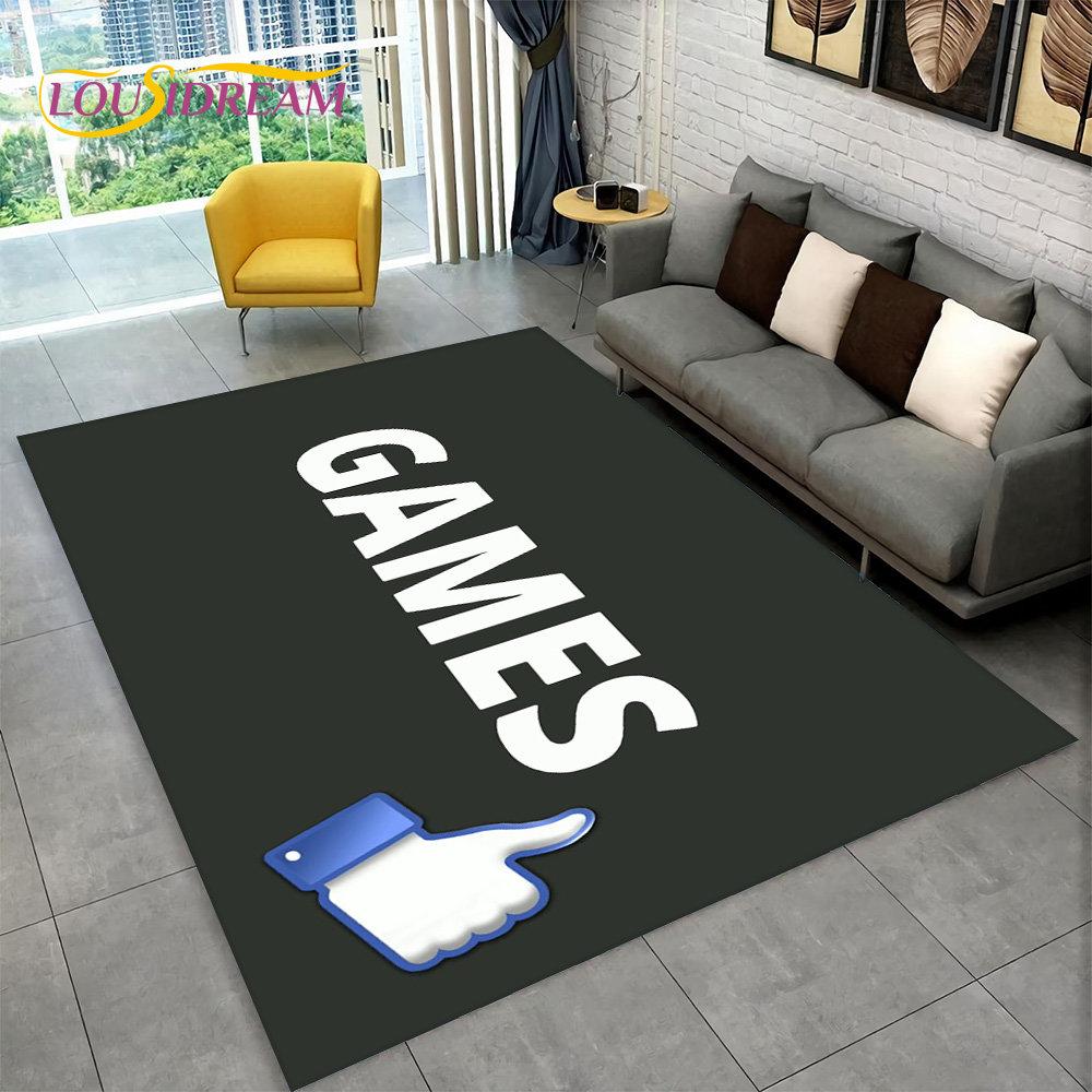 3D Cartoon Gamer Game Over Area Rug,Carpet Rug for Living Room Bedroom Sofa Playroom Doormat Decor,Kids Play Non-slip Floor Mat