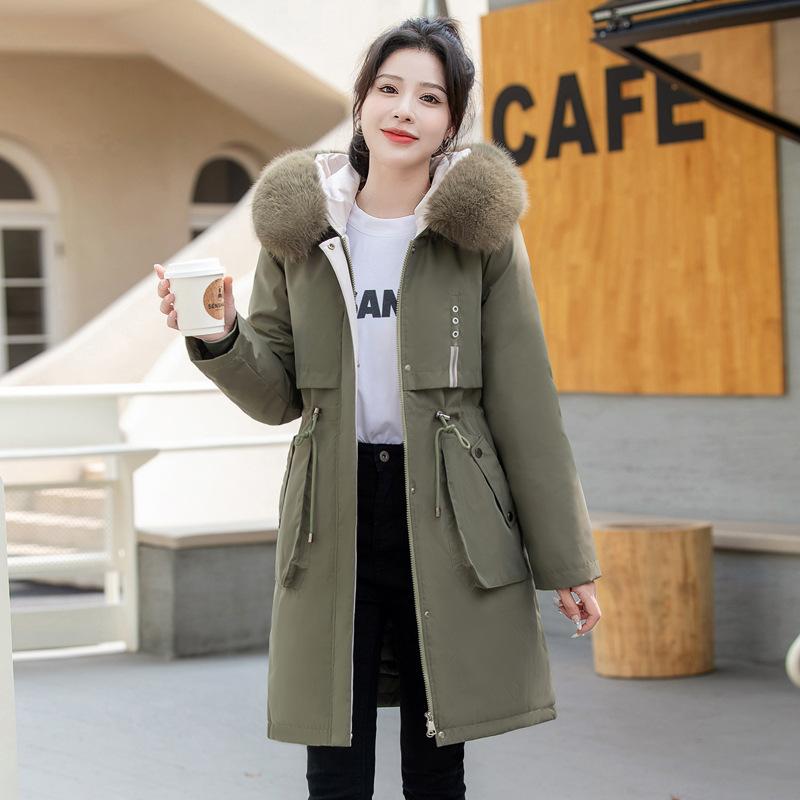 Pie Overcomes Women's Detachable Padded Jacket New Winter Large Size Padded Jacket Medium and Long Over-Knee Thickened Padded Jacket