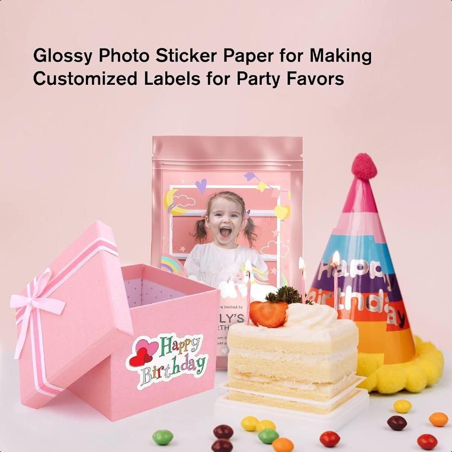 Koala Printable Glossy Sticker Paper for Inkjet Printer White 8.5x11 Inch SelfAdhesive Photo Sticker Printer Paper 120 Sheets