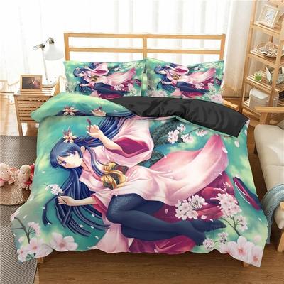 Mooie Anime Meisje Beddengoed Set Kawaii Bedlinnen Dekbedovertrek Sets Woondecoratie Eenpersoons Queen King Maat Cadeau Schattige Cartoon Cadeau