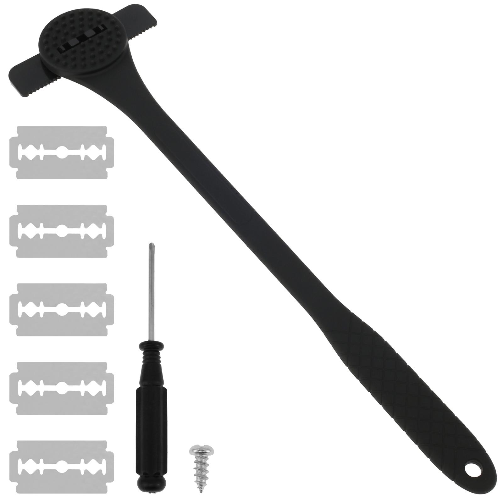 

Manual Wet and Dry Shaver Back and Body Hair Shaver with Back Scrubber Safe Back Hair Removal Shaver with 5 Replacement Blades