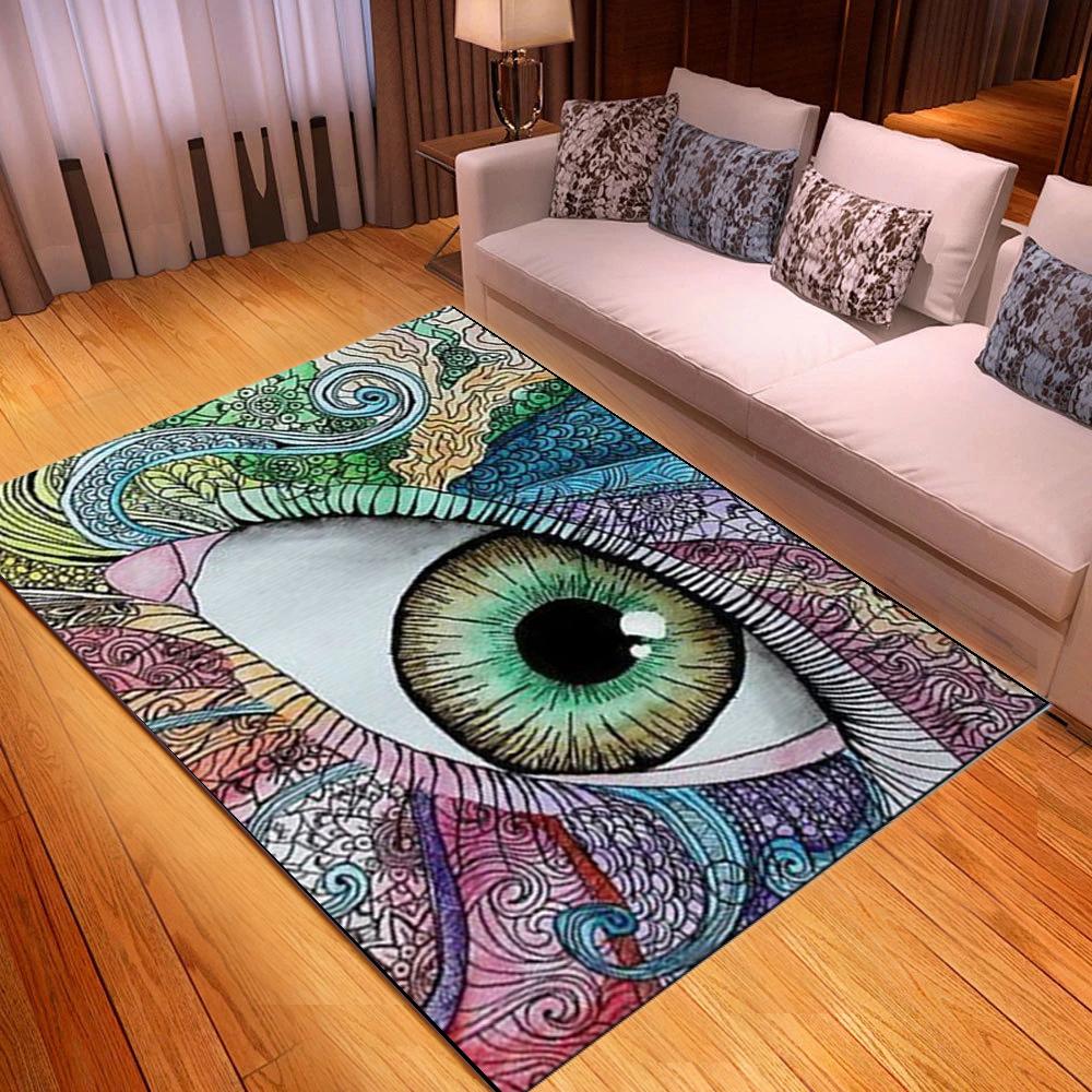 Suitable for Living Room Eye Pattern Printing Indoor Rug Home Floor Mat Sofa Rug Soft Magic Eye Rug