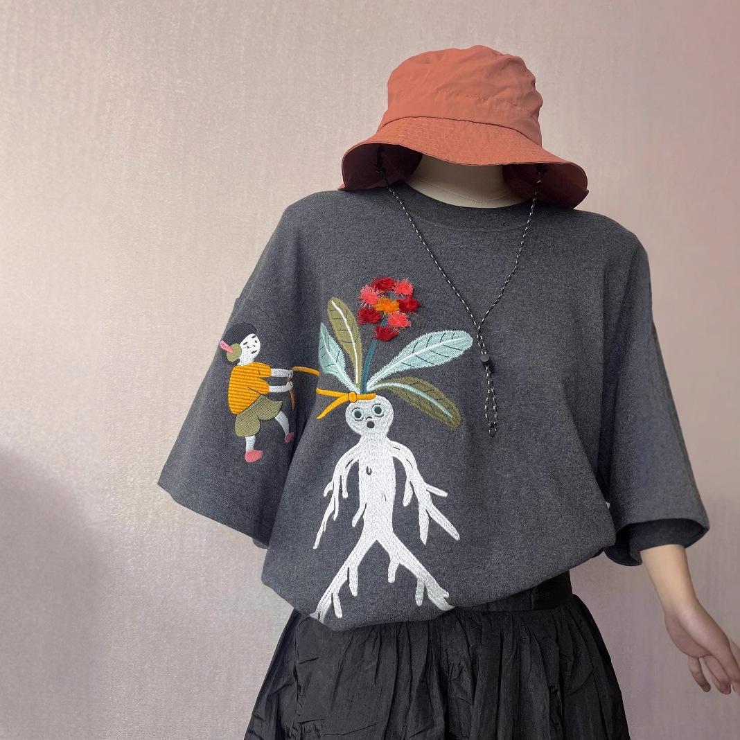 

Summer Dopamine 3D Embroidery Loose Cotton T-shirt - Women s 2025 Collection M
