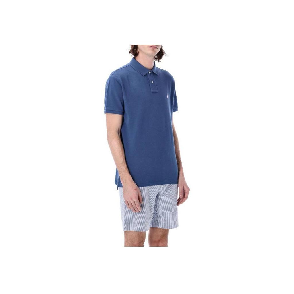 Polo Ralph Lauren Solid Color Logo Embroidered Short Sleeve Polo Shirt Men Tops Royal-Blue 710680784-322