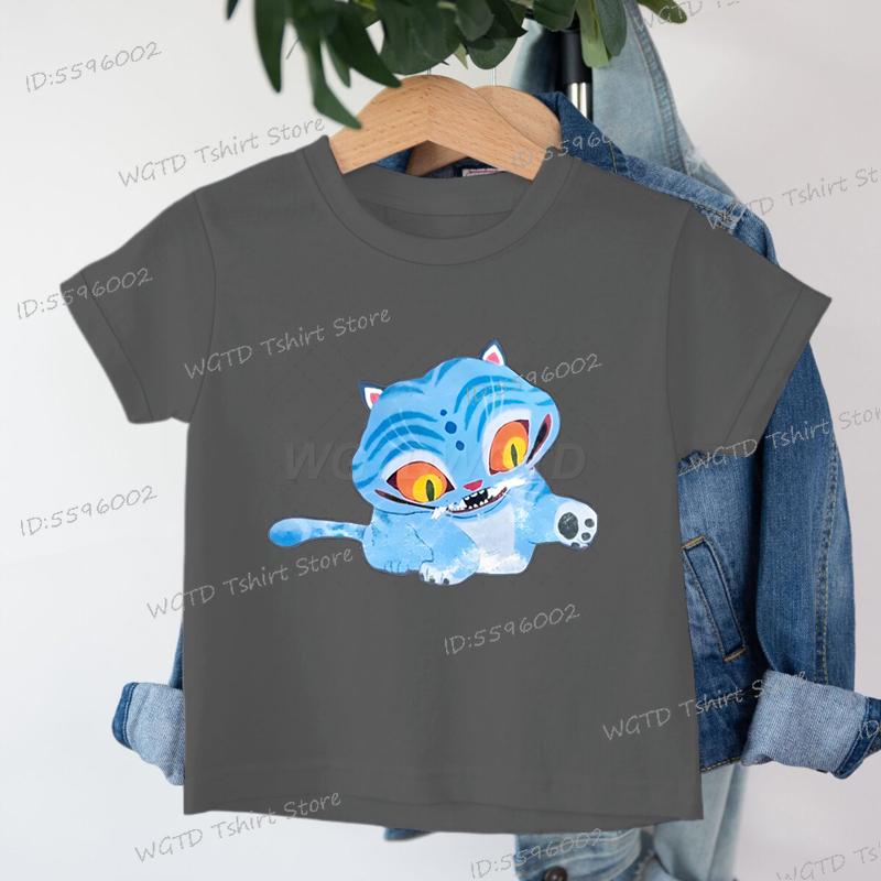 KPop Demon Hunters Tiger T-shirts New Cartoon Print Kids Tee Soft Cotton Baby Girls Boys T Shirt Cute Tiger Print Child Clothing