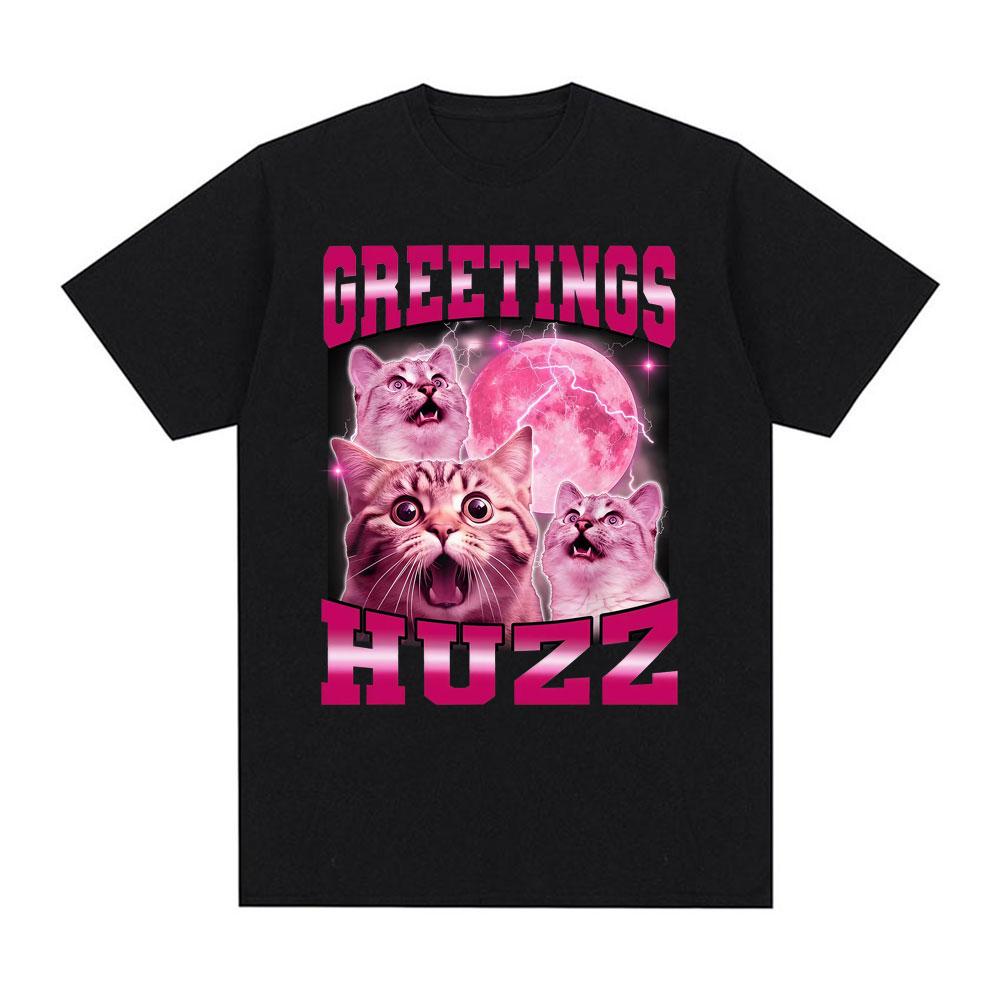 

Greetings Huzz Funny Cat Gen Z Gen Alpha Slang Meme T Shirt Unisex Fashion Retro Short Sleeve T-shirts Men Casual Cotton T-sh... S разноцветный