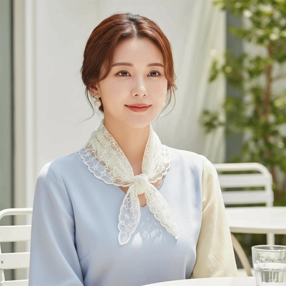 Sunscreen Thin Embroidered Flowers Headband Breathable Triangle Waistband Ramie Head Scarf Outdoor