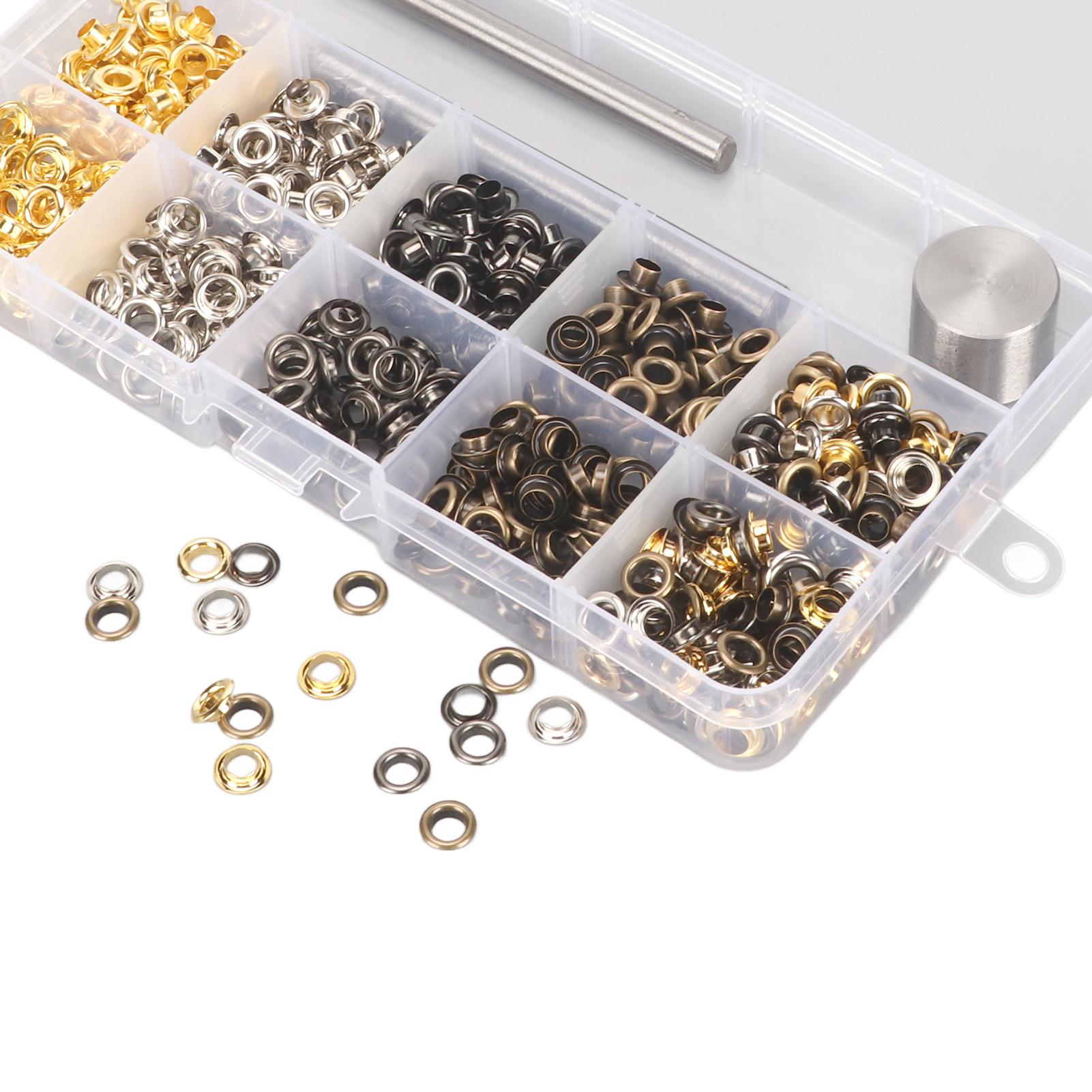 

Комплект люверсов 4 мм, 4 цвета, 280 комплектов люверсов с 3 предметами, набор инструментов для установки люверсов