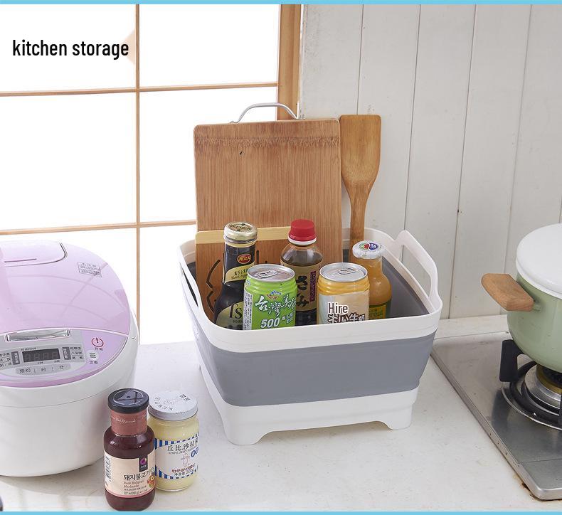 Collapsible Kitchen Sink Basket: Portable Telescopic Folding Basin for Washing and Draining Vegetables and Fruits.