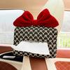 Car Tissue Box Car arMrest Box Drawer Box Car Interior Decoration High-class Feeling Thousand Birds Grid