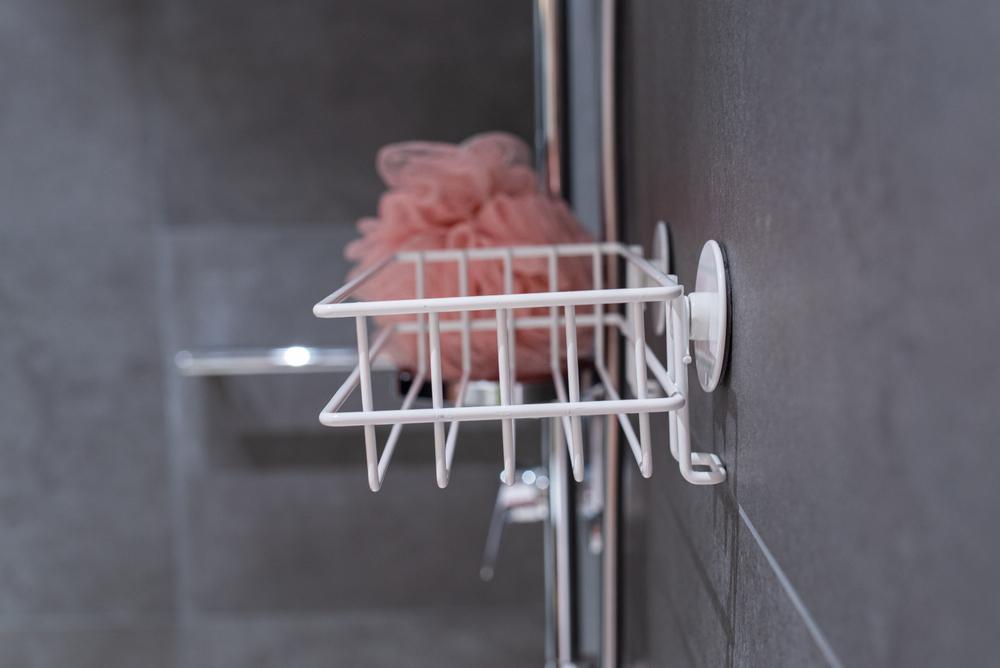 AWD INTERIOR 1477 Shower Shelf, White Self-adhesive Painted Steel