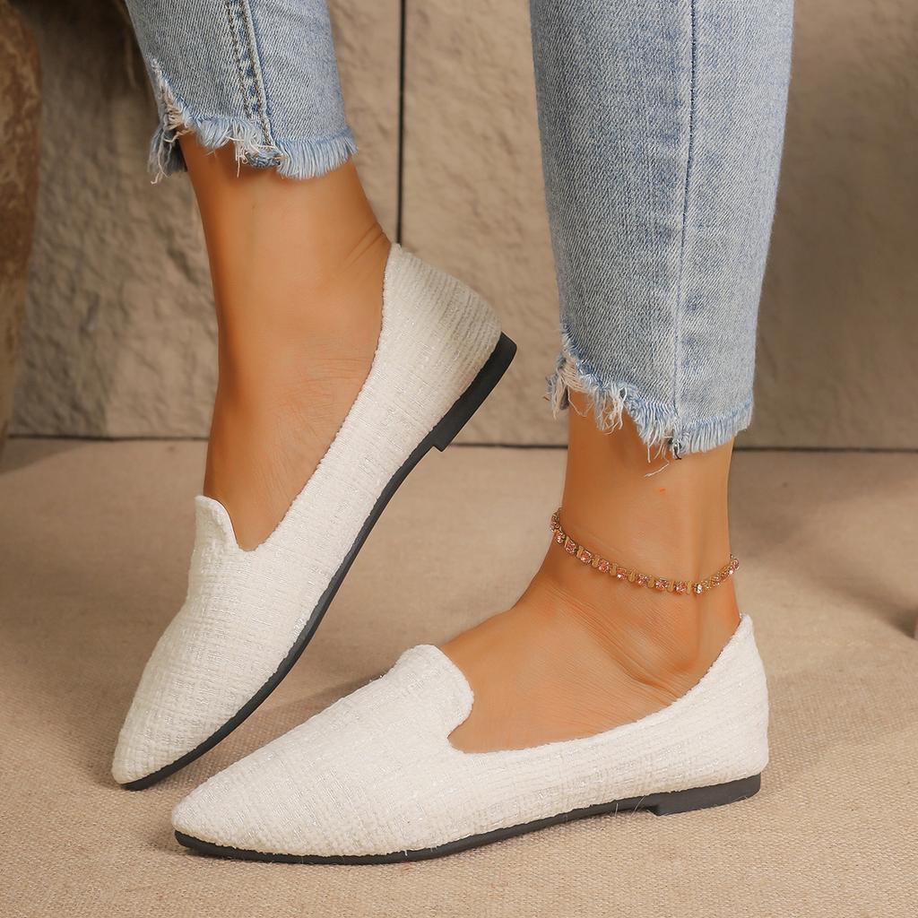 Fashion Women Solid Color Pointed Toe Loafers Shallow Woman Flats Shoes Ballet Flats Shoes Casual Slip on Lightweight Boat Shoes Women