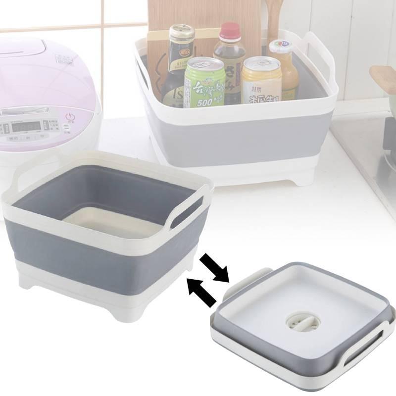 Portable Foldable Kitchen Sink Basket Large Capacity Plastic Storage Bin