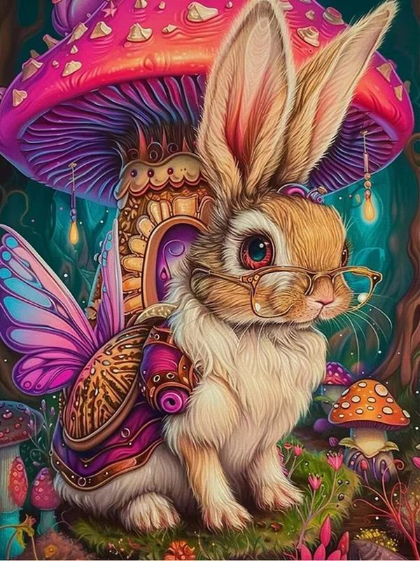 Rabbit Elf Diamond Painting New 2024 Animal Mushrooms Diy Full Square Round Drill Rhinestone Embroidery Mosaic Cross Stitch Kits Wall Decor