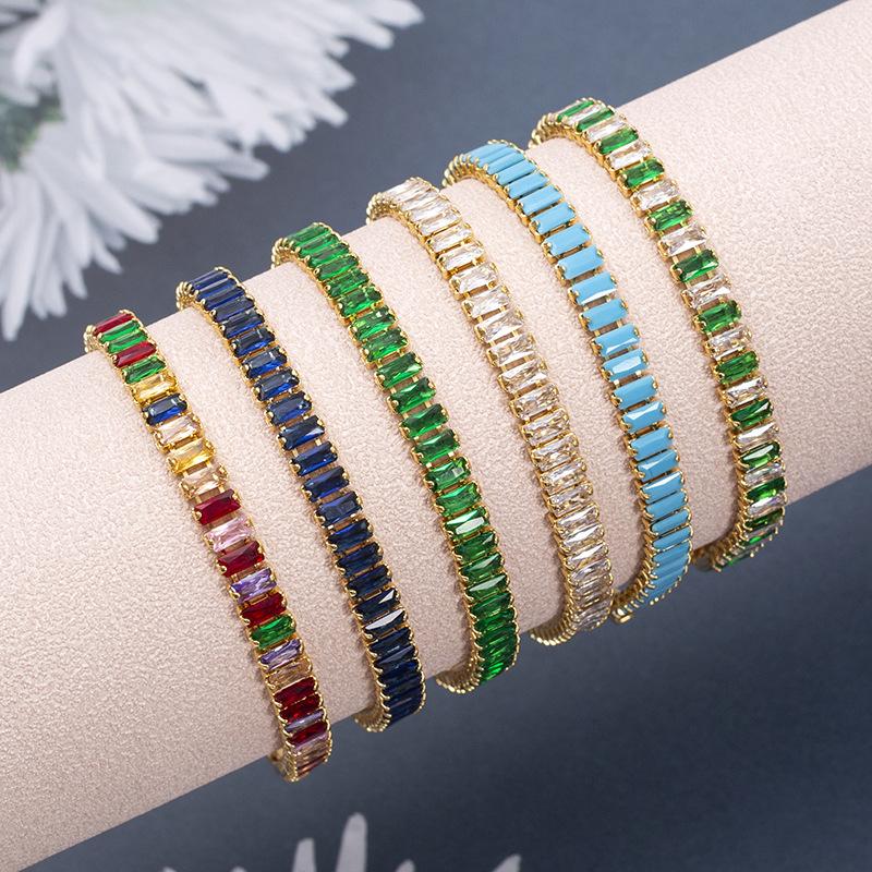 Personalized Colorful Zircon Diamond Claw Chain Bracelet Adorned with Colorful Rice Beads Zircon Bracelet