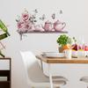 Watercolour Roses Tea Set Background Landscaping Decorative Wall Stickers