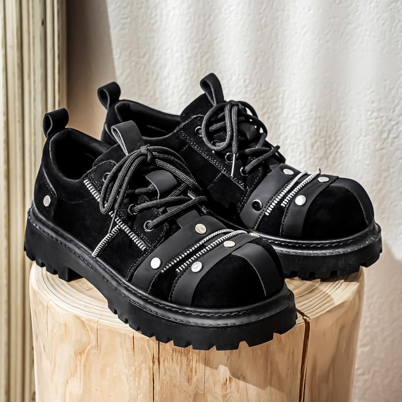 

Men s Thick Soled Boots with Zipper Embellishment Trendy and Cool Big Toe Shoes Fashionable and Versatile 38