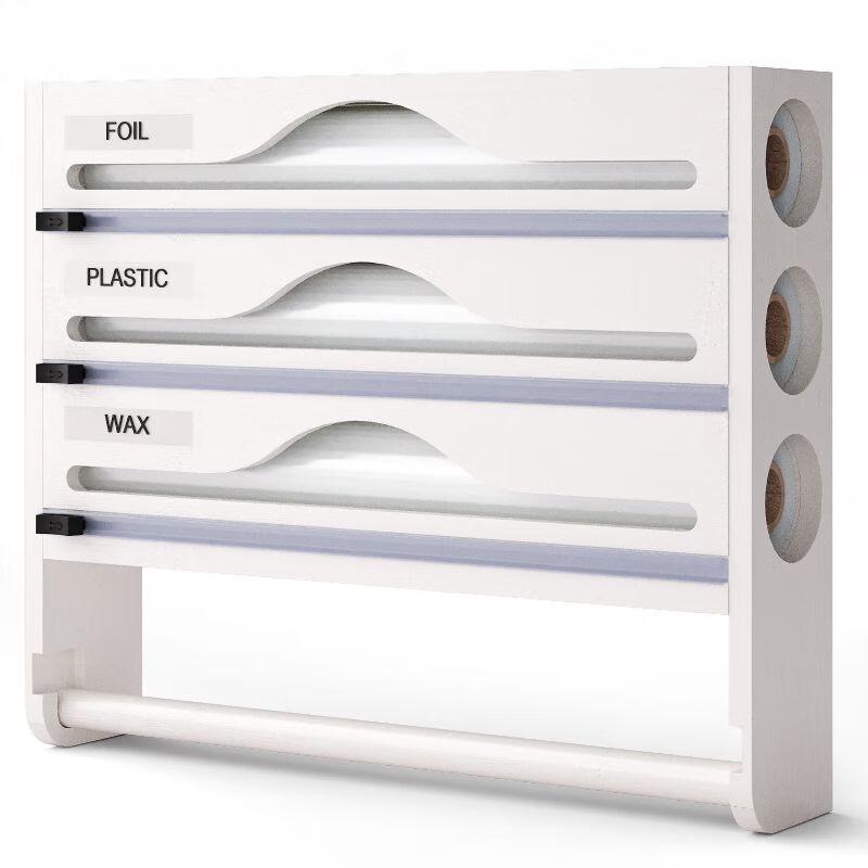 

ZISIZ Bamboo Kitchen Organizer with Paper Holder & Film Cutter