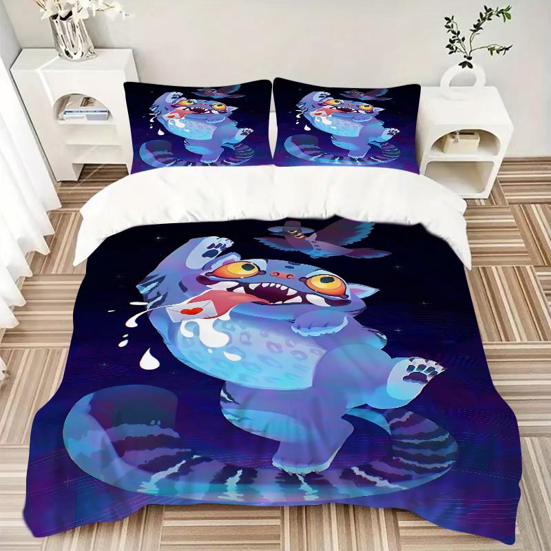 3pcs Bedding Set K-Pop Demon Hunters Cat Includes 1 Comforter + 2 Pillowcases, Without Pillow Inserts, Soft Comfortable,a0910201