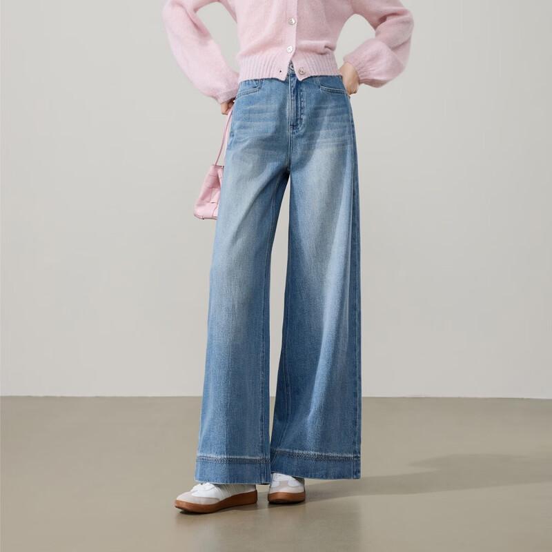 ESE-Y Women s Lyocell Cotton Relaxed Straight-Leg Cuffed Jeans 31