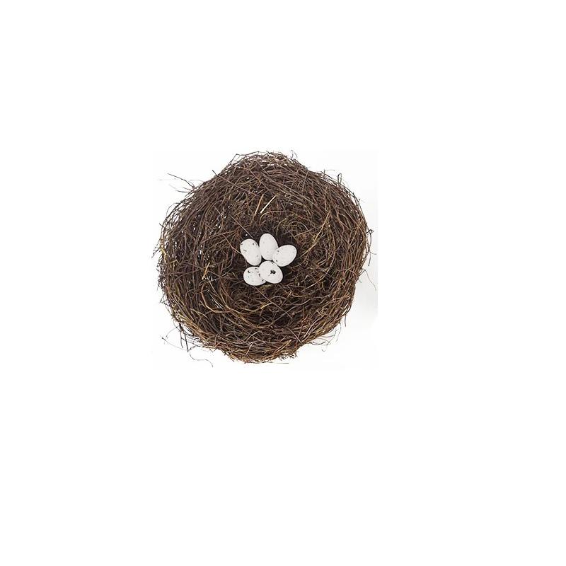 Artificial Bird Nest Straw Round Vine Bird's Nest Easter Handmade Crafts Vine Simulation Bird's Nest Egg Garden Window Bird Hous