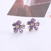 Purple Enamel Flower Women's Dangle Earrings Irregular Petals Unusual Small Earrings for Female Bohemian Elegant Fashion Jewelry