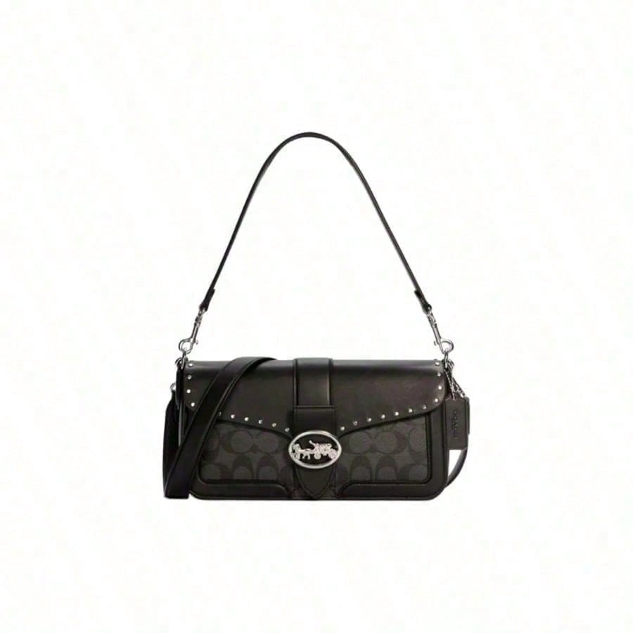 

COACH Georgie 26 Classic Monogram Rivet Bag - Medium Women s Black 5605-SVS3L чёрный