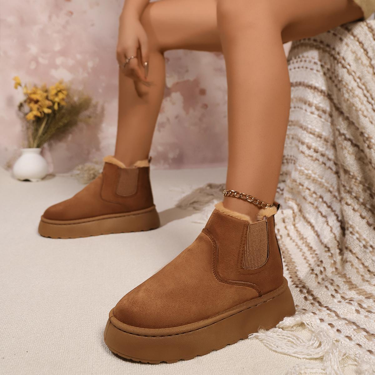 Зимние ботинки женские 2024 новые толстые бархатные большие размеры зимние модные теплые — фото 4