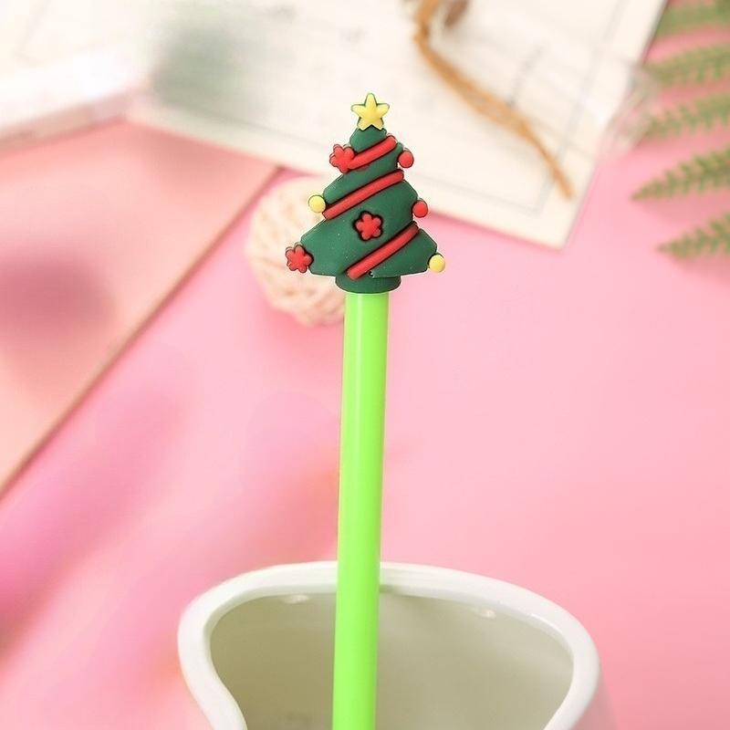15Pcs Back to School Season Cute Christmas Tree Decorative Pen, Trendy Student Stationery with Adorable Christmas Tree Topper, Smooth Writing Daily Us