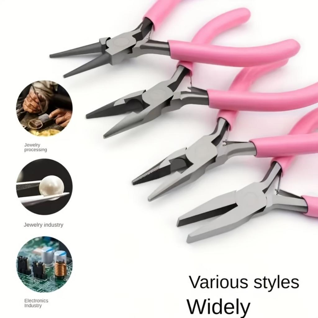 9pcs mini jewelry pliers, round curved needle tips, DIY tool kit suitable for jewelry production and repair, top cutting pliers, round mouth pliers,