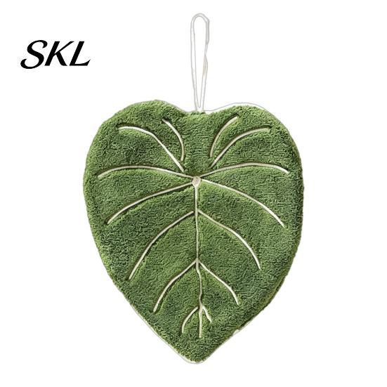 Decorative Bathroom Hand Towel Leaf Shape Towel, Soft Absorbent with Hanging Loop, Loop Cute Maple Ginkgo Design for Kitchen Drying Coral Velvet