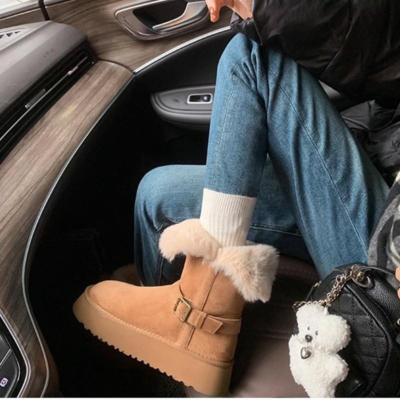 thick-soled velvet snow boots women s winter waterproof and non-slip thickened warm cotton shoes high boots 35