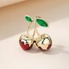 Lustrous Cherry Brooch Jewelry Accent Vibrant Green Zircon Cherry Brooch Unique Designs Badge for Clothing Decoration