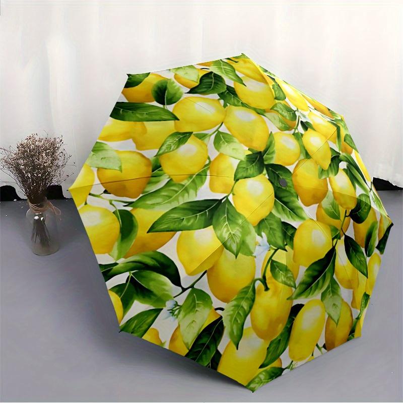 1pc Lemon Print Automatic Opening/closing Umbrella with Auto Open/Close, Windproof, Foldable Sunshade Yy250811141