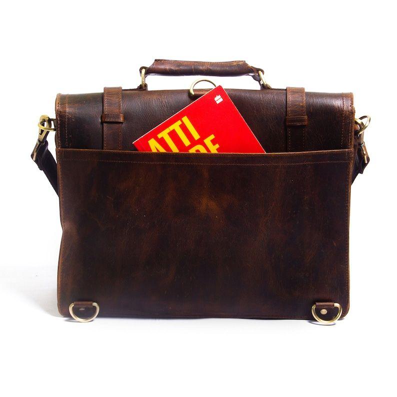 Handmade Vintage Leather Briefcase: British Design, Laptop Bag