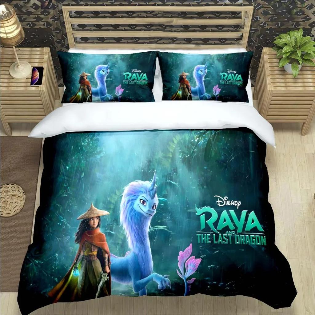 Mode Cartoon Raya und der letzte Drache Druck Bettwäschesets Bettzubehör Set Bettbezug Bettdecken-Set Bettwäscheset Geschenk