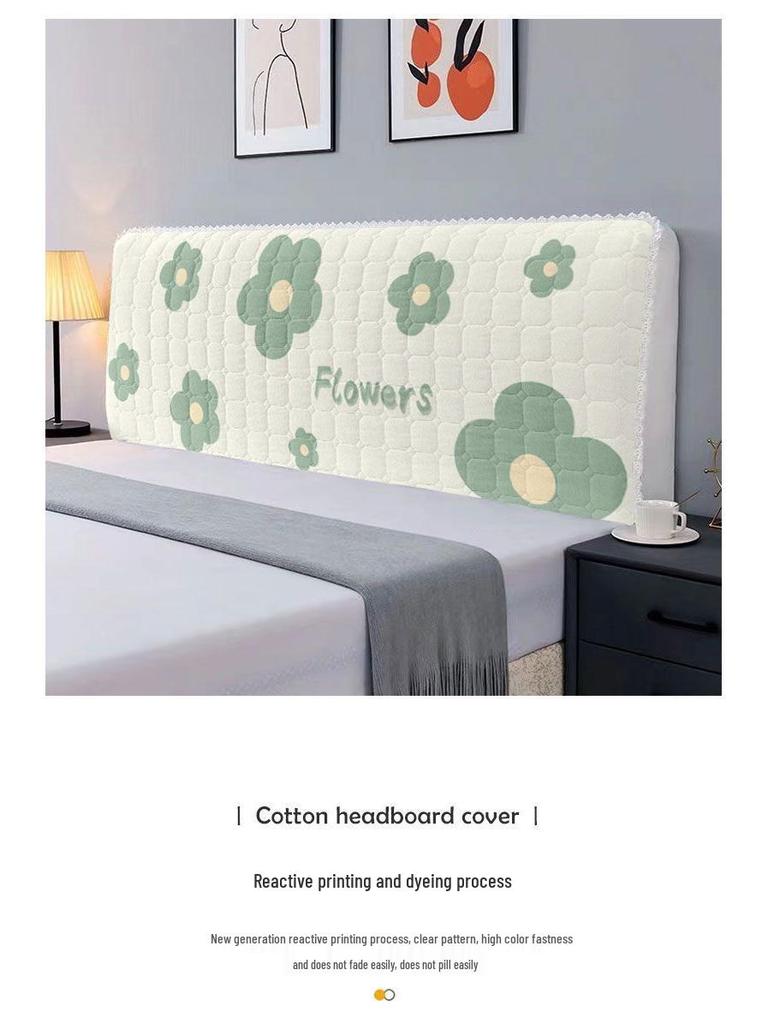 European-Style Quilted Headboard Dust Cover: Thickened Soft Upholstery, Solid Wood Compatible, Full Coverage Protection.