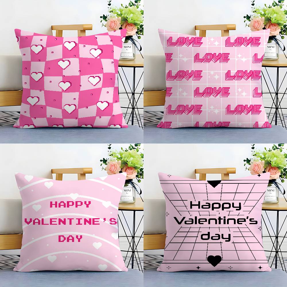 Cute Valentine's Day Pillow Case Sofa Living Room Bedroom Double-sided Printing Square Cushion Nap Time Pillow Case