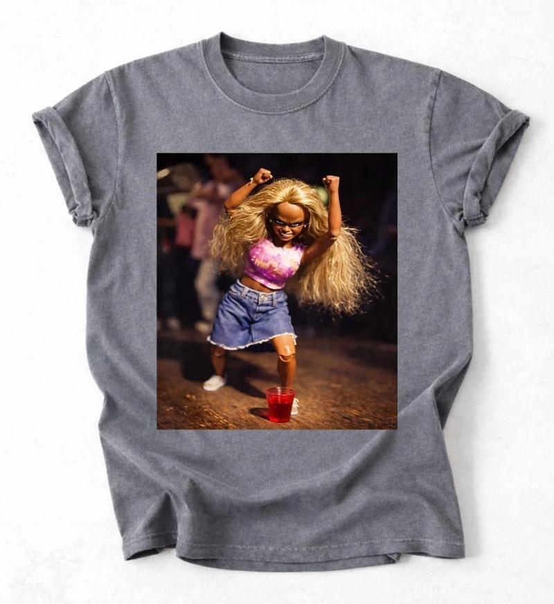 Funny Disgusting Doll Face Meme Girl Dancing Party Shirt Summer Unisexs and Womens Loose and Breathable Tshirt Top