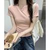 Embroidered Short Sleeve T-shirt Women's Round Neck Base Top